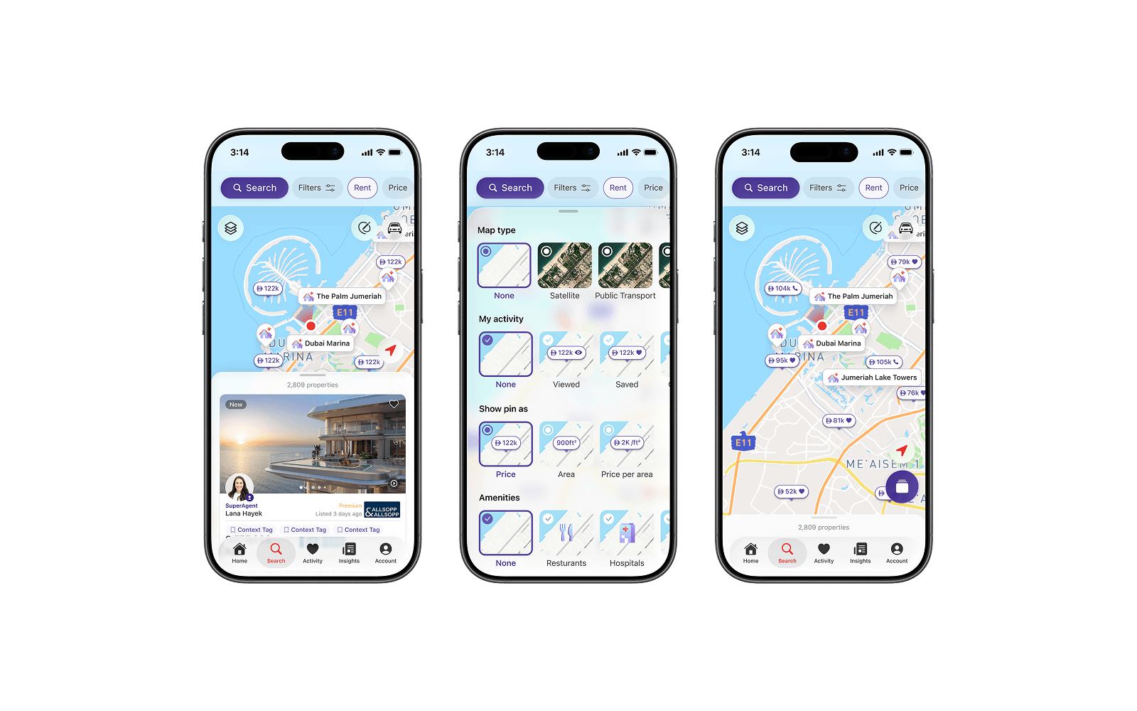 Selectable amenity layers
