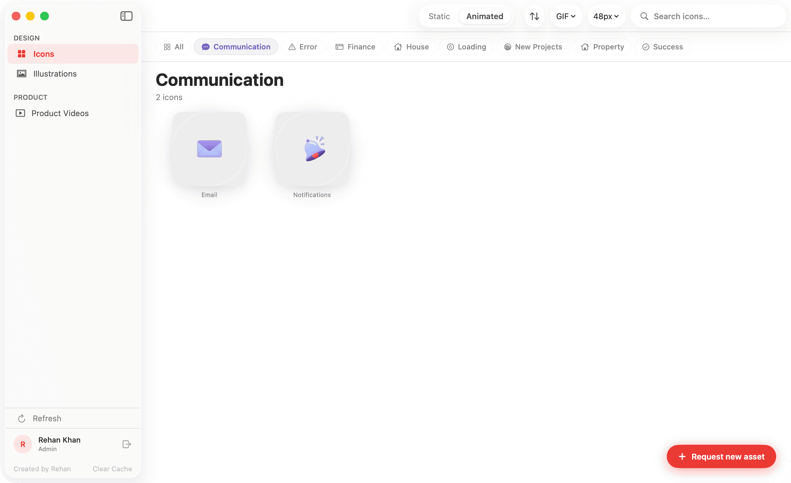 Animated icon library